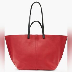 All Saints Red Leather Tote Bag